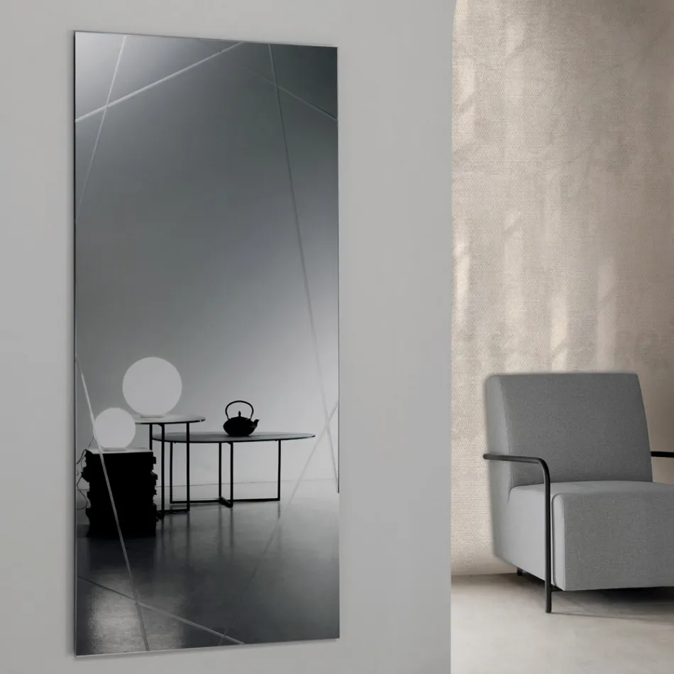 Rektangulært spejl med lasergraveringer fremstillet i Italien - Alberta Viadurini