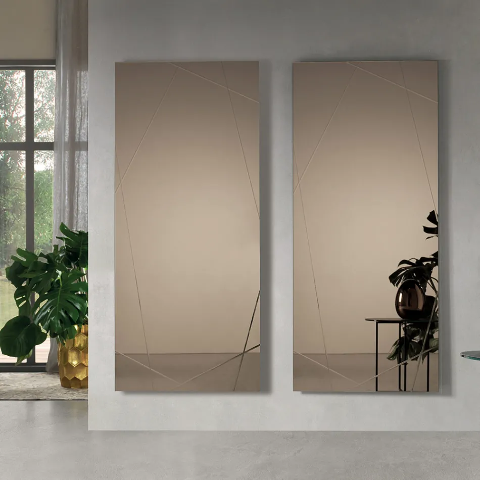 Rektangulært spejl med lasergraveringer fremstillet i Italien - Alberta Viadurini