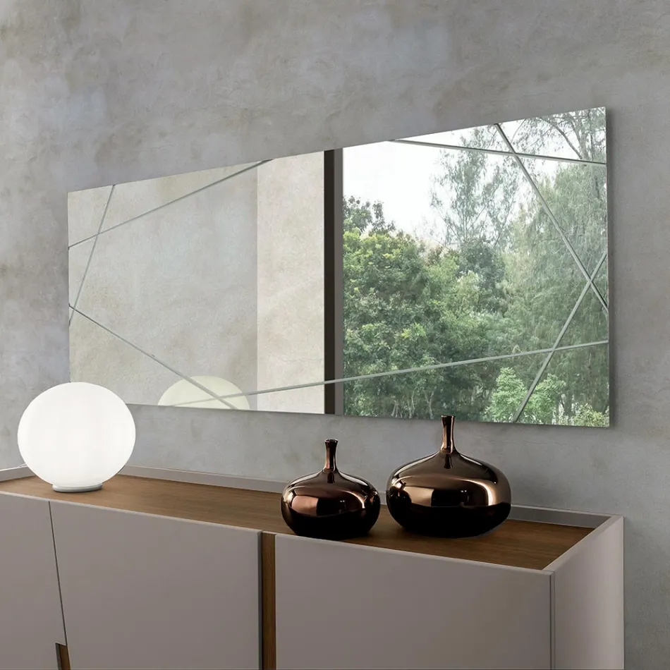 Rektangulært spejl med lasergraveringer fremstillet i Italien - Alberta Viadurini