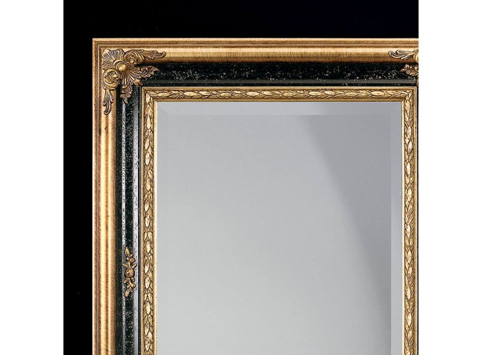 Rektangulært spejl i guld og sort blade lavet i Italien - Sophie Viadurini