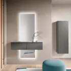 Rektangulært glasspejl med baggrundsbelysning og LED'er, fremstillet i Italien - Solen Viadurini