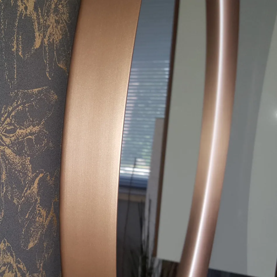 Rundvægsspejl med metalramme Forskellige farver og LED-lys - Renga Viadurini