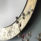 Rund spejl med blade dekoreret glasramme fremstillet i Italien - Alisso Viadurini