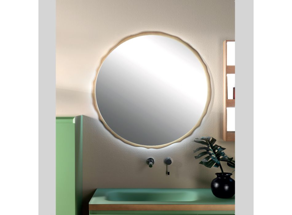 Rundt spejl med integreret LED-belysning Made in Italy - Vinci Viadurini