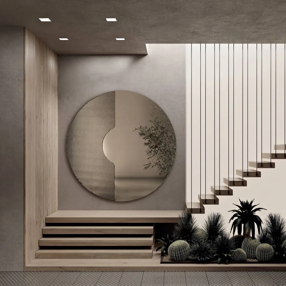 Rundt vægspejl med netindsats Lavet i Italien - Annabella Viadurini