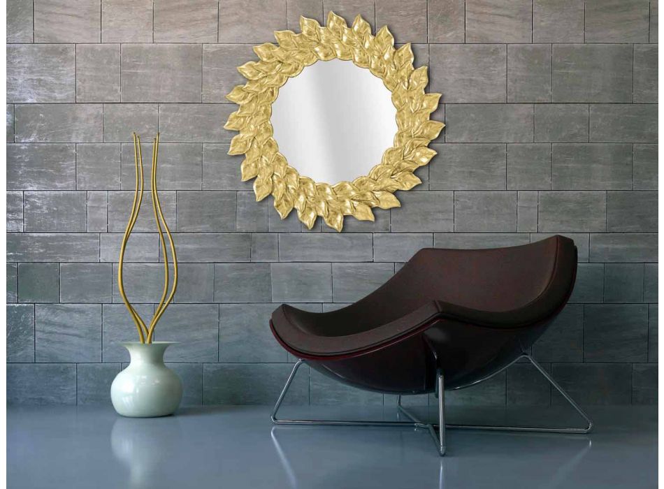 Moderne design rund vægspejl med jernstel - Seneca Viadurini