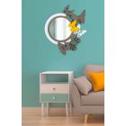 Moderne design runde spejl i farvet træ med sommerfugle - Beat Viadurini
