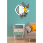 Moderne design runde spejl i farvet træ med sommerfugle - Beat Viadurini