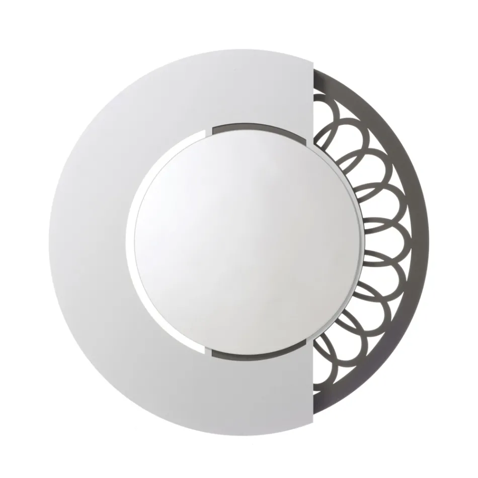 Rundt jernspejl med sidedekoration lavet i Italien - hængelås Viadurini