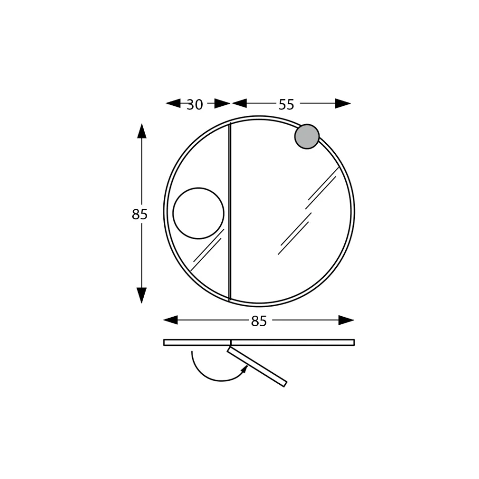 Rundt træspejl og forstørrelsesspejl lavet i Italien - Marie Viadurini