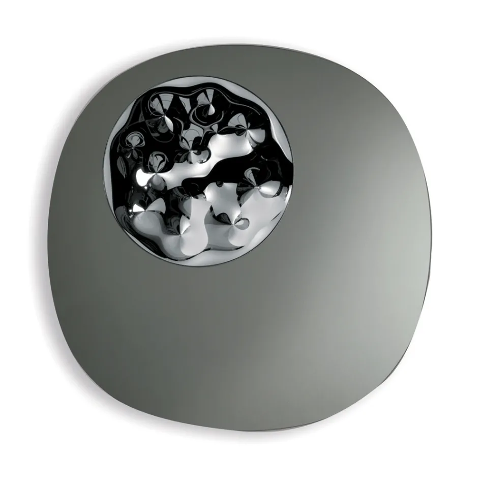 Formet spejl med bølget glasindsats Lavet i Italien - Adalberta Viadurini