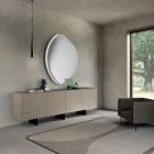 Abigaille-formet spejl med halvramme i smeltet glas, fremstillet i Italien Viadurini