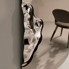 Rektangulært spejl med bølget glasindsats Lavet i Italien - Adelasia Viadurini