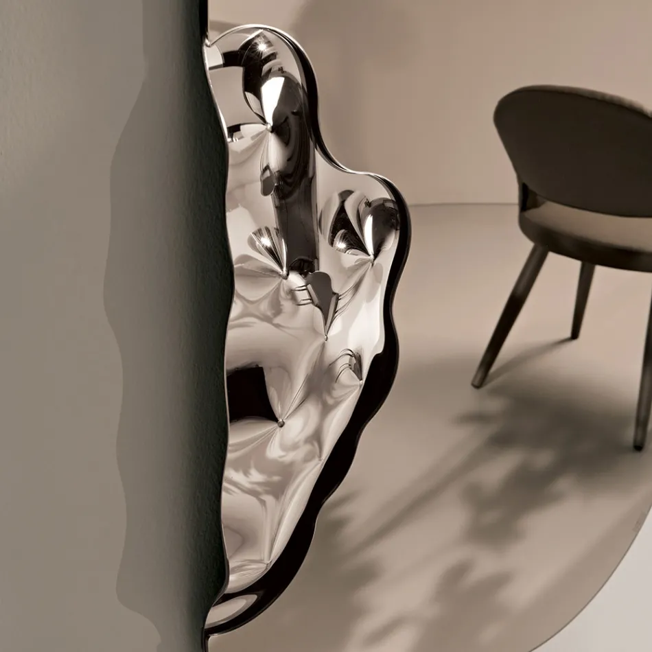 Rektangulært spejl med bølget glasindsats Lavet i Italien - Adelasia Viadurini