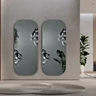 Rektangulært spejl med bølget glasindsats Lavet i Italien - Adelasia Viadurini