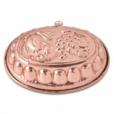Desserter Oval kagepande i håndtinnet kobber med dekoration - Gianfilippo Viadurini