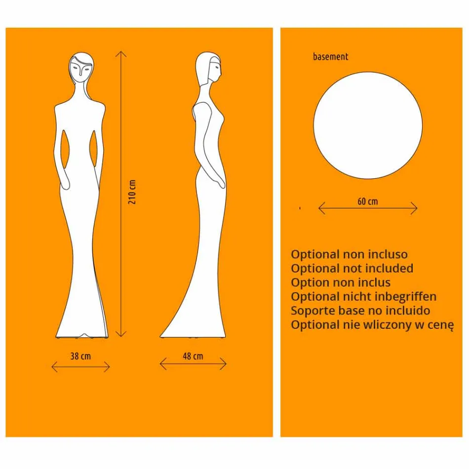 Lysende Statue Floor Design med Led Light til Indoor - Penelope af Myyour Viadurini