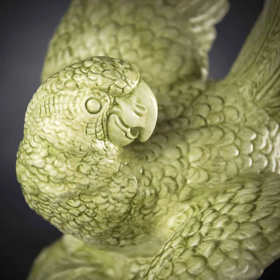 Papegøjeformet keramisk figur Håndlavet i Italien - Pagallo Viadurini