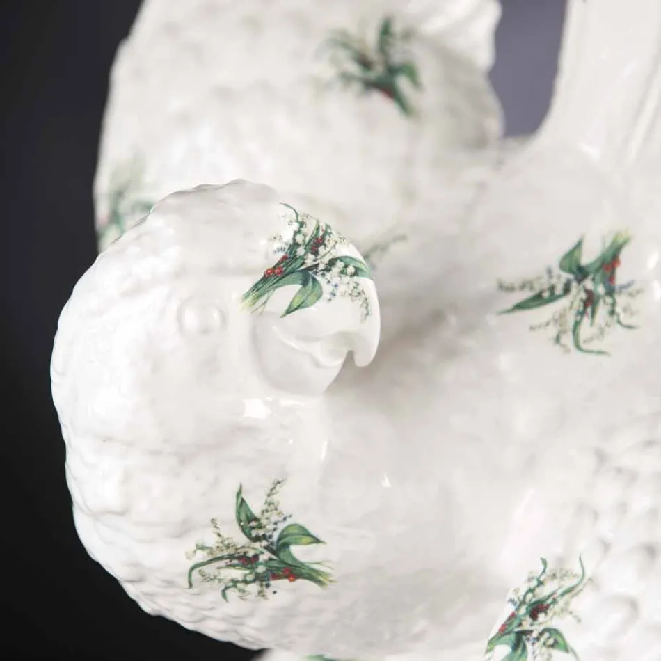 Papegøjeformet keramisk figur Håndlavet i Italien - Pagallo Viadurini