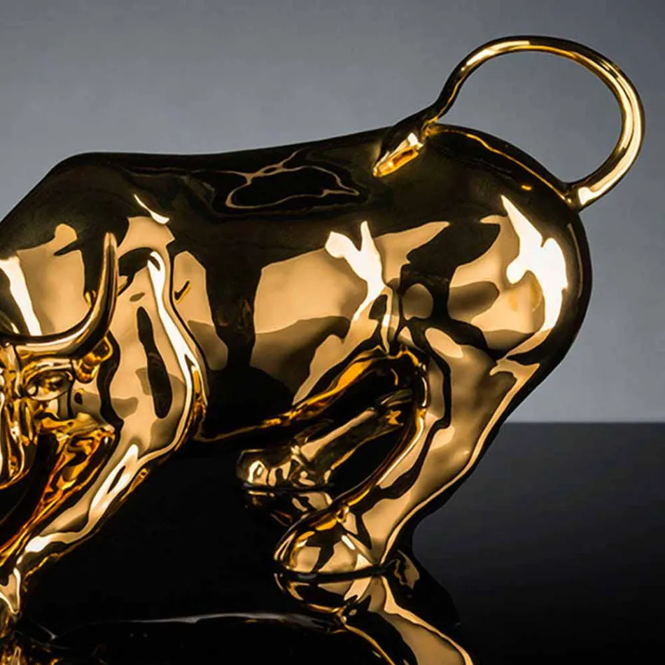 Håndlavet keramisk tyrformet figur fremstillet i Italien - Bulino Viadurini