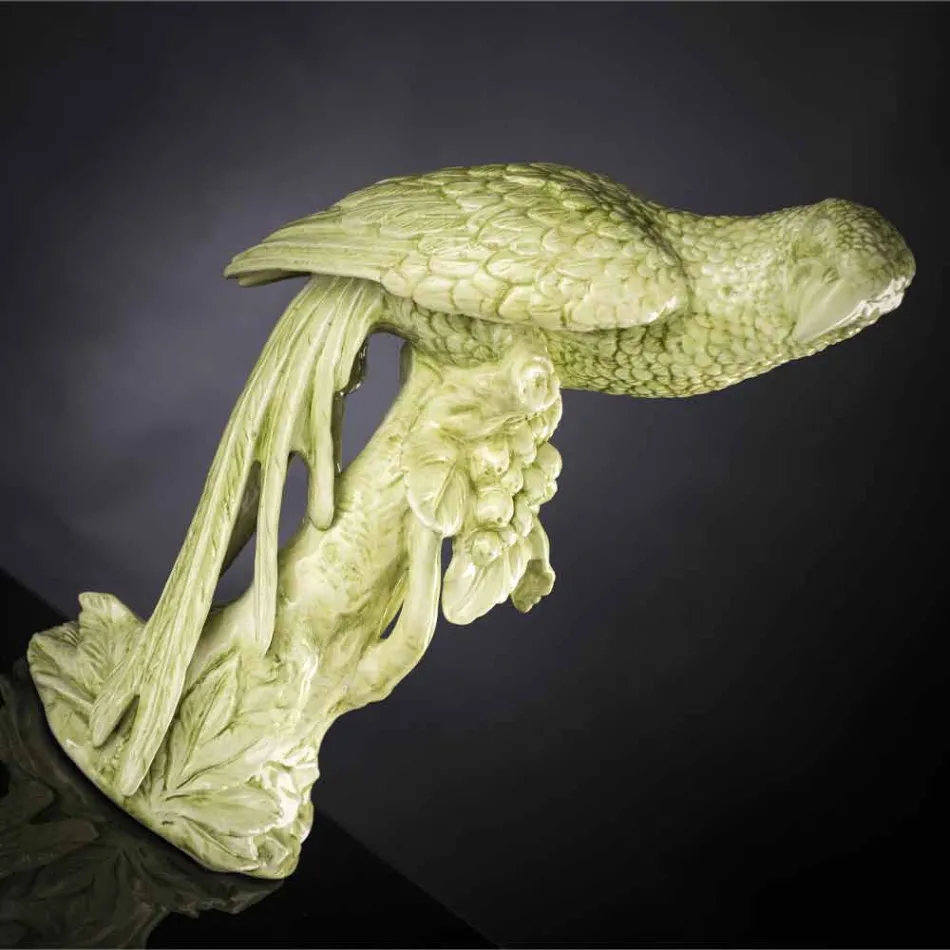 Håndlavet keramisk papegøjeformet figur fremstillet i Italien - Pagallo Viadurini