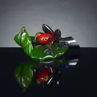 Dekorativ figur i form af en frø på glasblad fremstillet i Italien - blad Viadurini