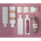 Hvid Carrara marmor og træ lavet i Italien Design Skærebræt - Evea Viadurini