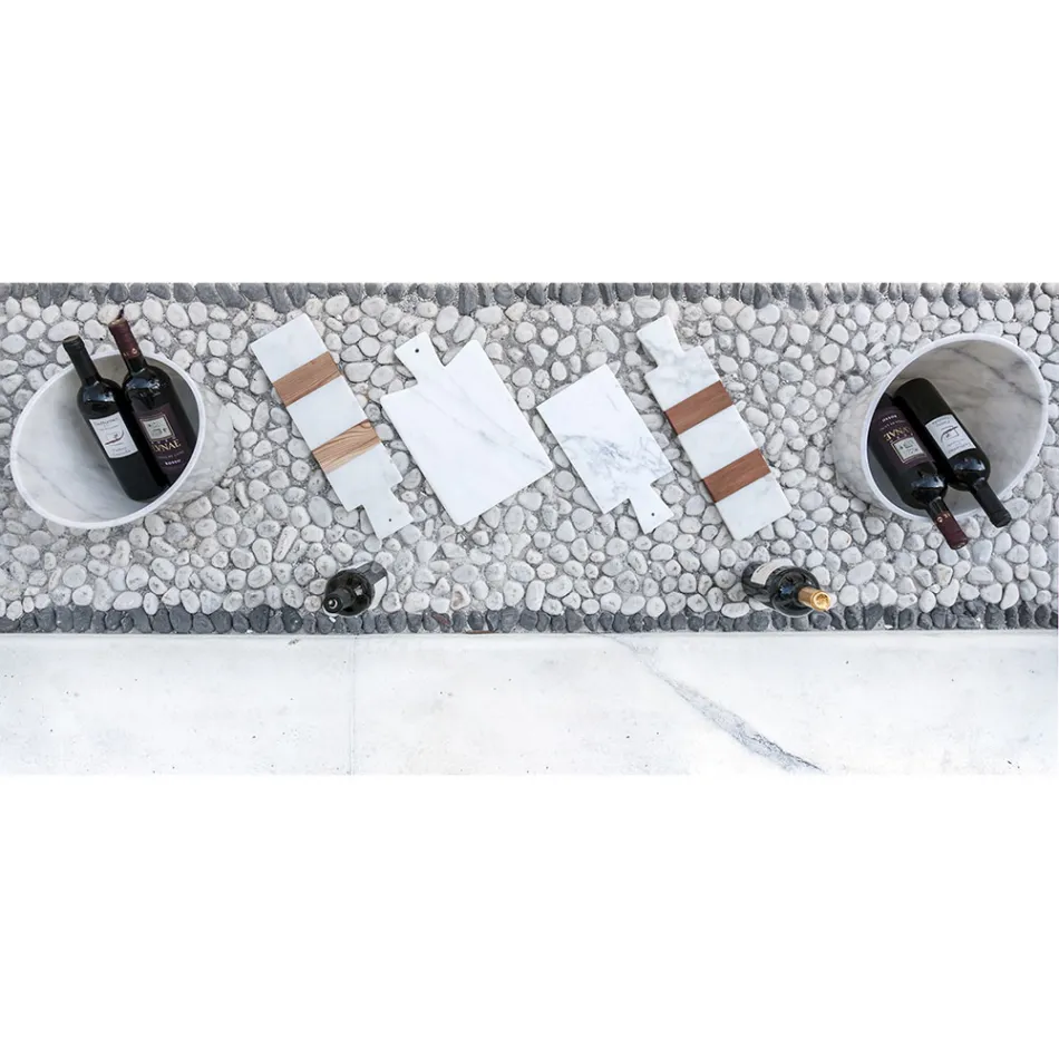 Hvid Carrara marmor og træ lavet i Italien Design Skærebræt - Evea Viadurini