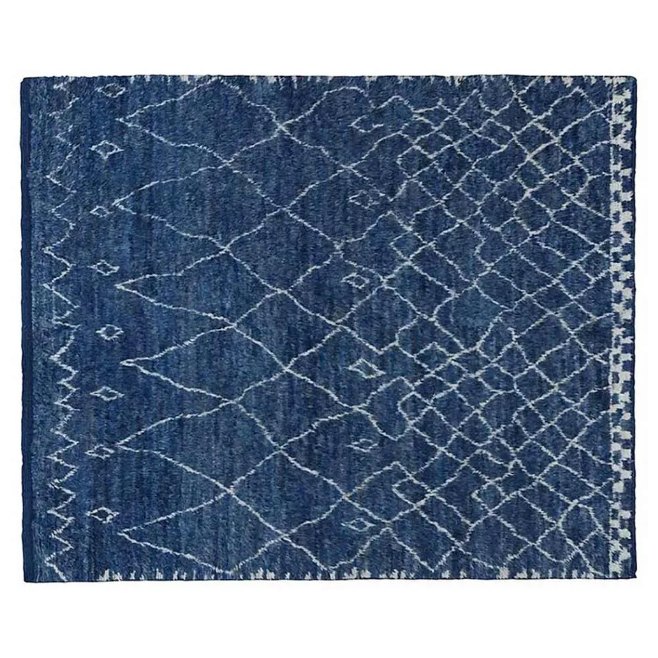 Håndlavet langluvet uldtæppe, håndknyttet i Türkiye - Benedetta Viadurini