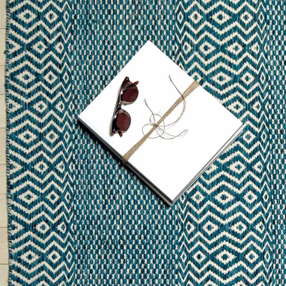 Moderne Design Stue Tæppe i Håndlavet Uld og Bomuld - Minera Viadurini