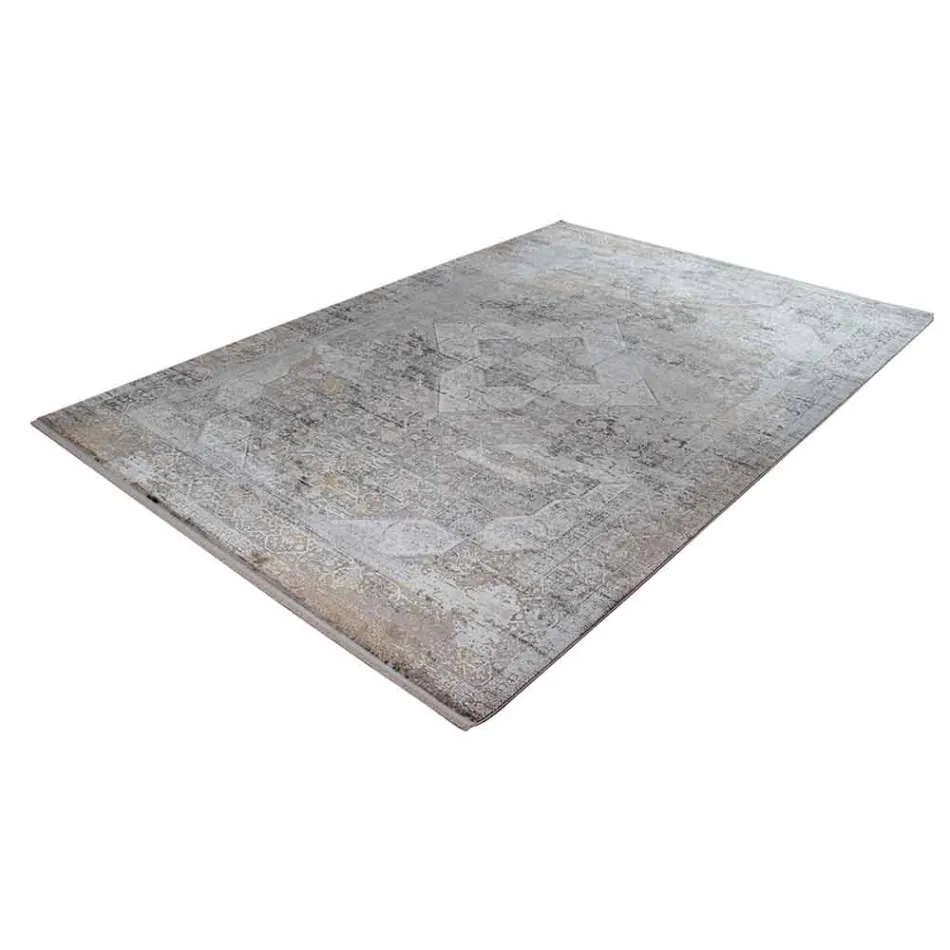 Designer tæpper i viskose og akrylgrå beige med design - præsident Viadurini