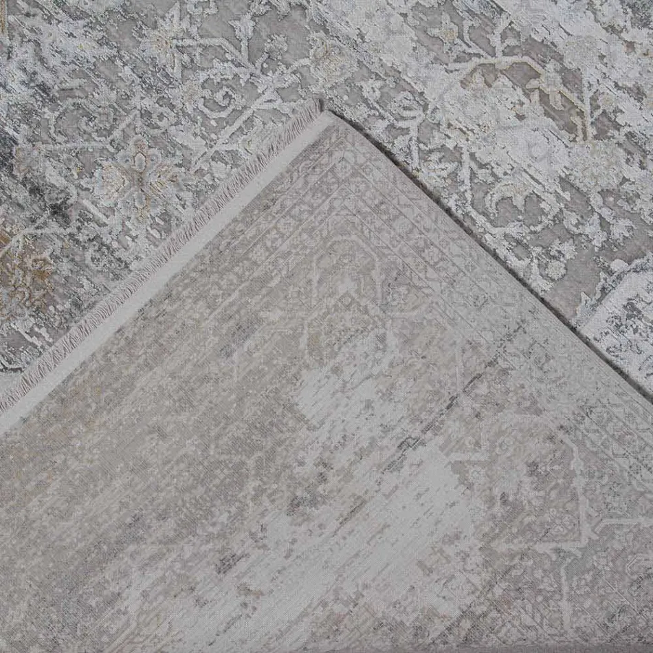 Designer tæpper i viskose og akrylgrå beige med design - præsident Viadurini