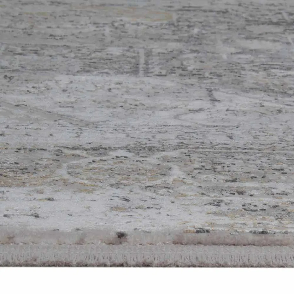 Designer tæpper i viskose og akrylgrå beige med design - præsident Viadurini