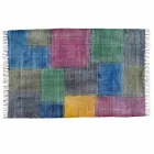 Etnisk farvet rektangulær stofbeklædning med kvaster - Fibraù Viadurini