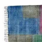 Etnisk farvet rektangulær stofbeklædning med kvaster - Fibraù Viadurini