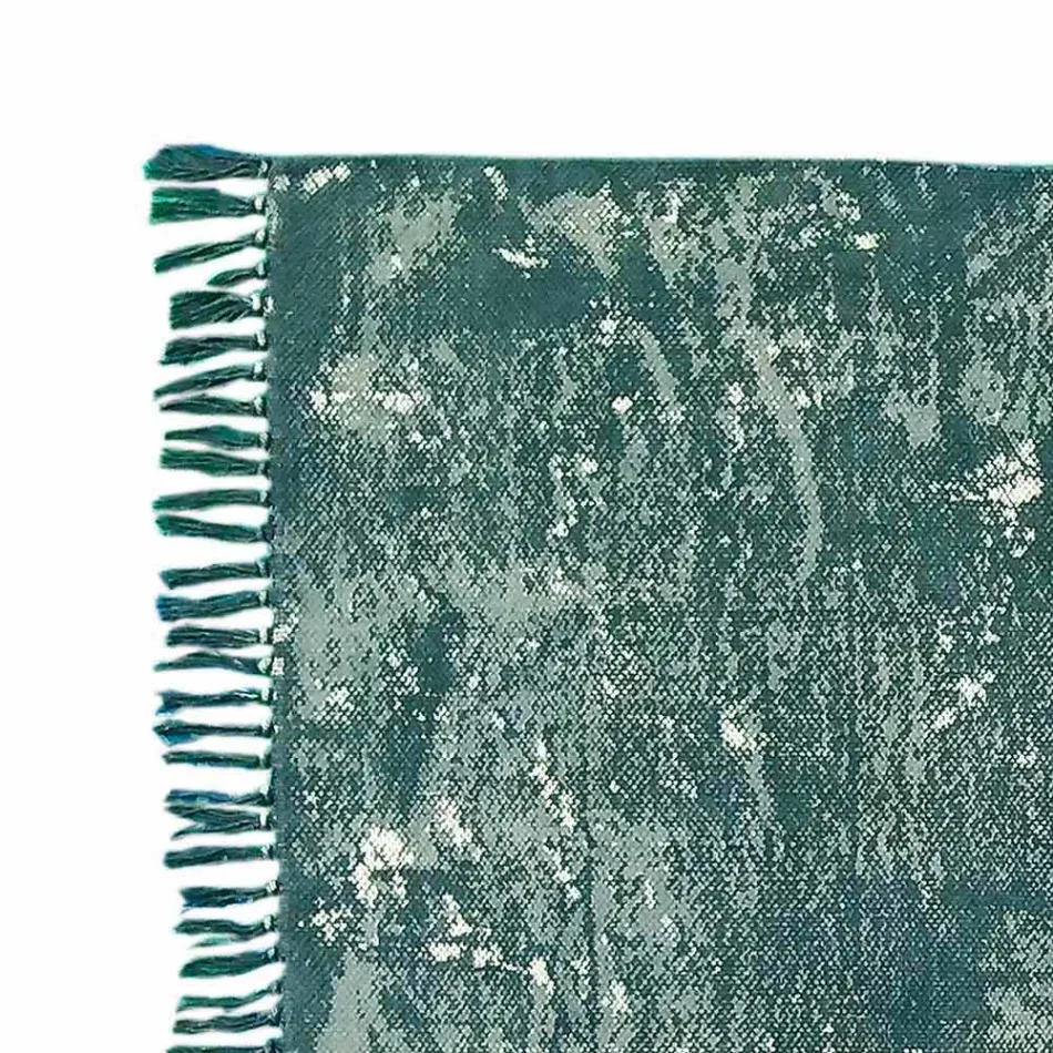 Etnisk farvet rektangulær stofbeklædning med kvaster - Fibraù Viadurini