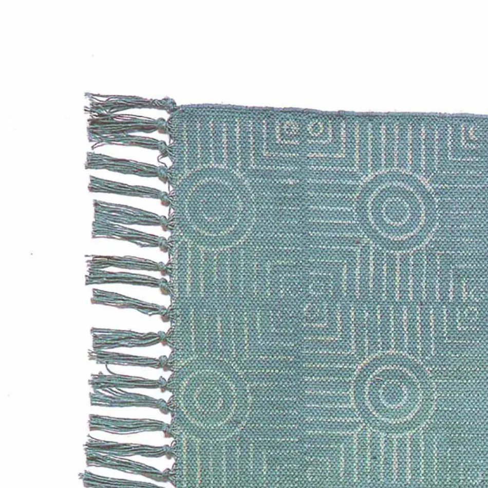 Etnisk farvet rektangulær stofbeklædning med kvaster - Fibraù Viadurini