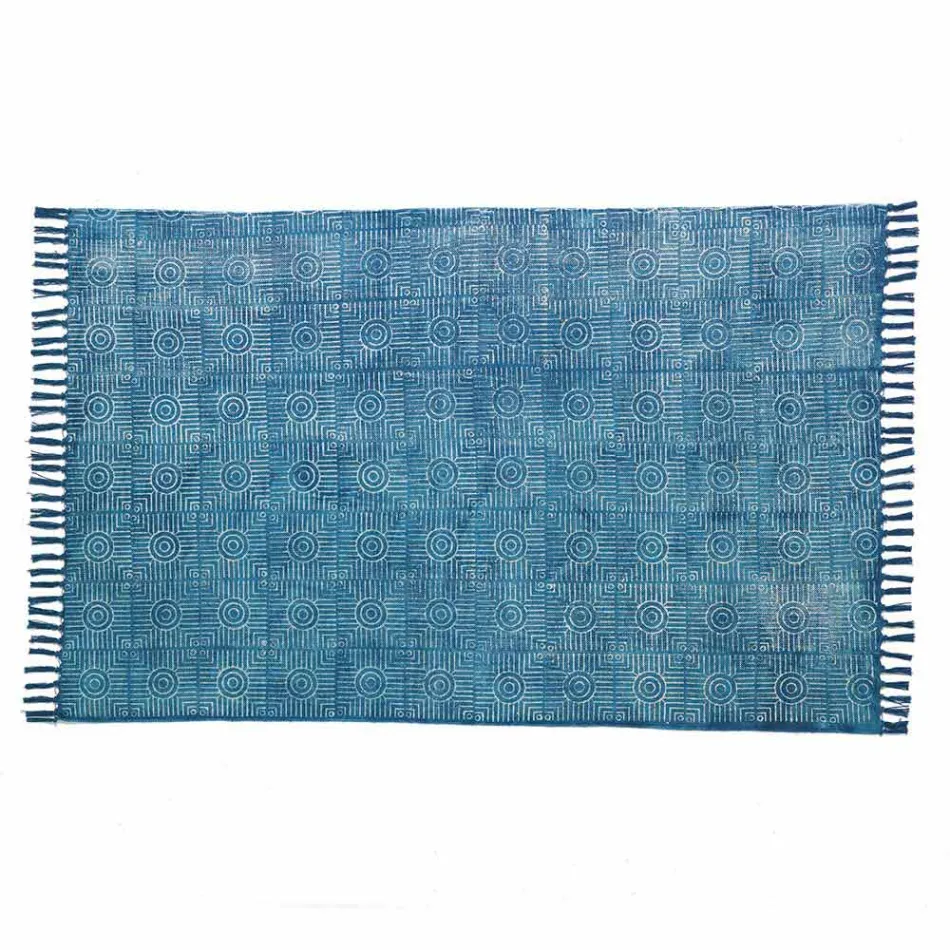 Etnisk farvet rektangulær stofbeklædning med kvaster - Fibraù Viadurini