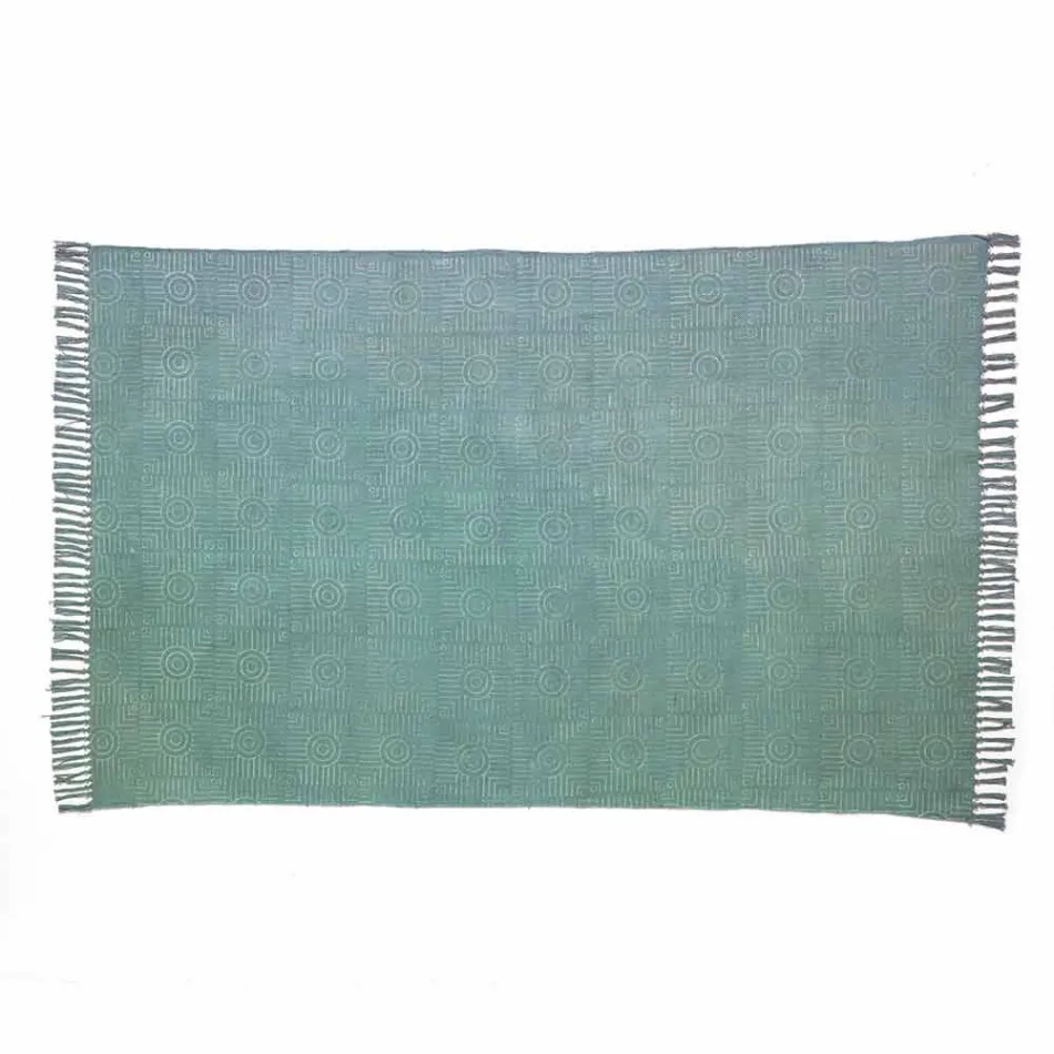 Etnisk farvet rektangulær stofbeklædning med kvaster - Fibraù Viadurini