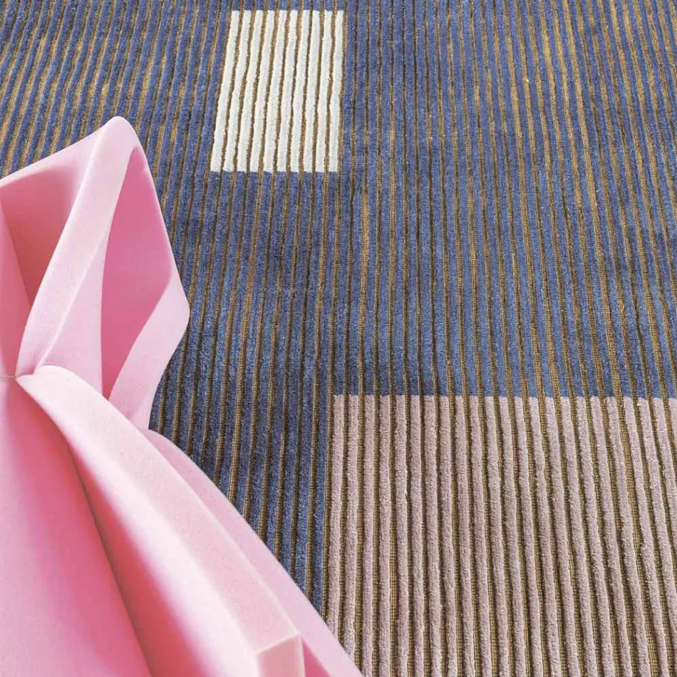 Håndlavet modulært farvet viskosetæppe vævet i Indien - Gilberto Viadurini