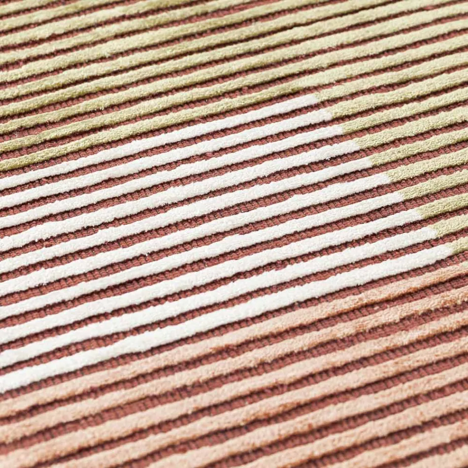 Håndlavet modulært farvet viskosetæppe vævet i Indien - Gilberto Viadurini