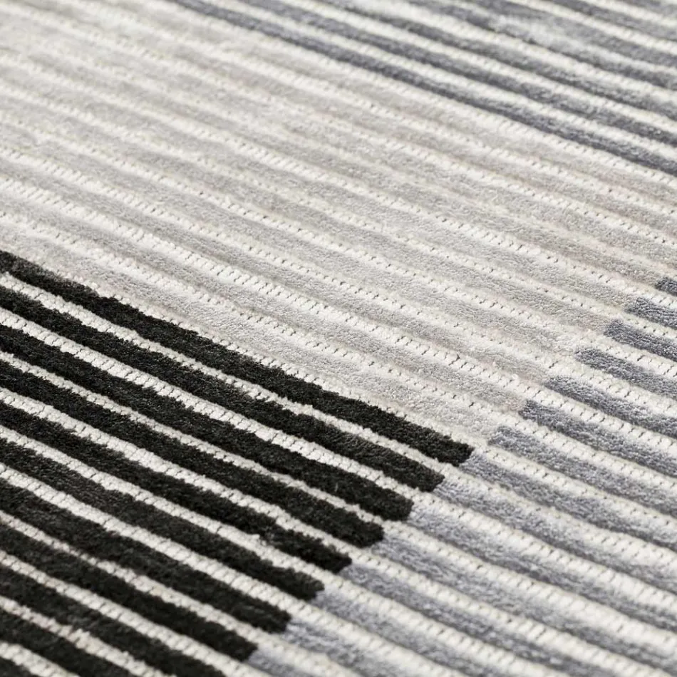 Håndlavet modulært farvet viskosetæppe vævet i Indien - Gilberto Viadurini