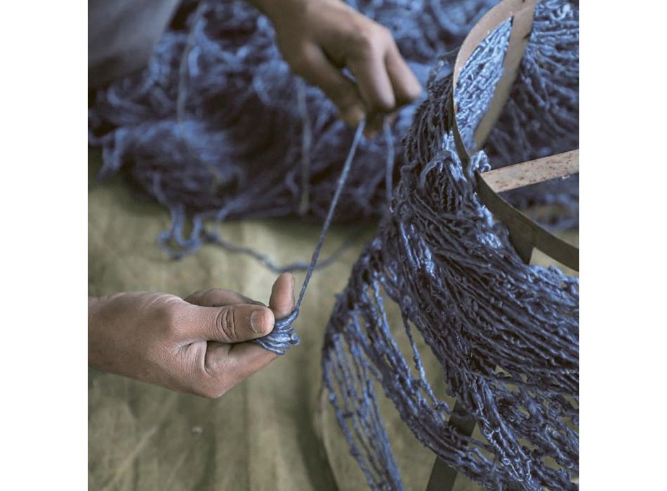 Håndlavet tæppe vævet i Indien Højkvalitets uld og bambussilke - Anella Viadurini
