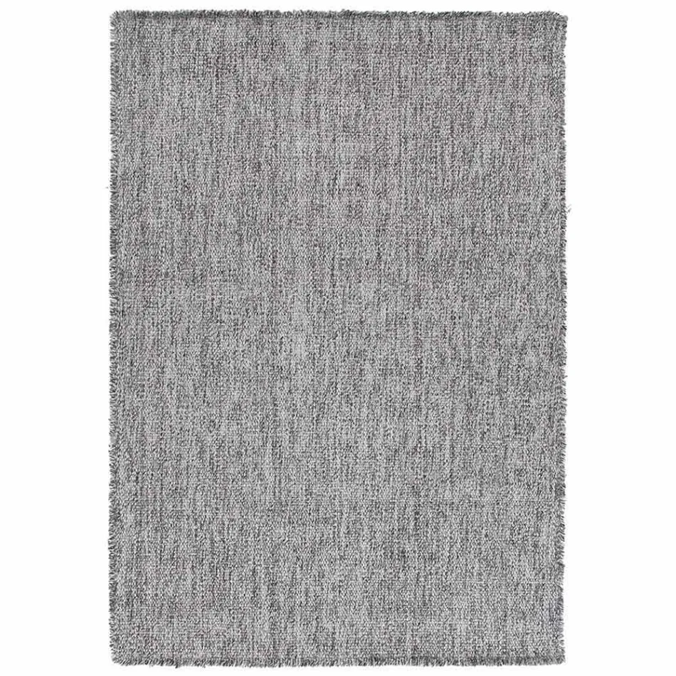Stort og moderne design Fringed Uld Rug sort eller creme - Jacqueline Viadurini