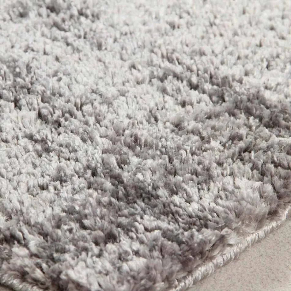 Stort silke og bomuld moderne design tæppe farvet langt hår - Etesia Viadurini