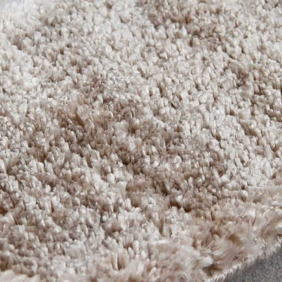 Stort silke og bomuld moderne design tæppe farvet langt hår - Etesia Viadurini