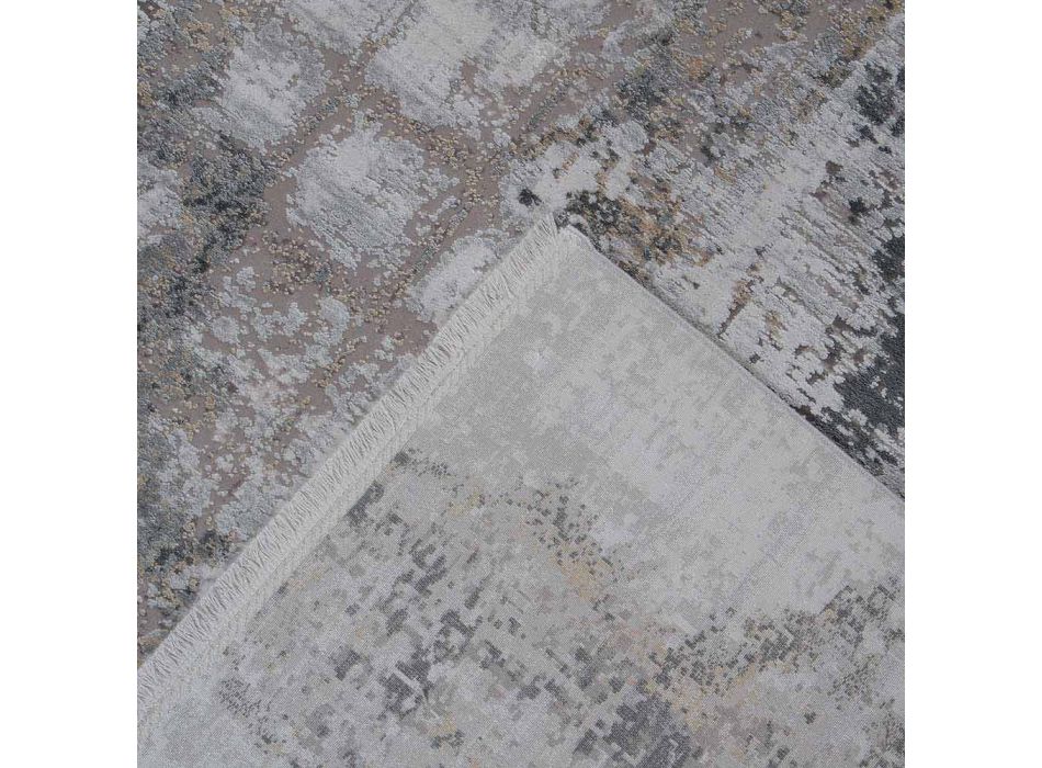 Grå beige antislip-tæppe i viskose og akryl med design - præsident Viadurini