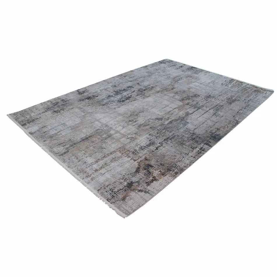 Grå beige antislip-tæppe i viskose og akryl med design - præsident Viadurini