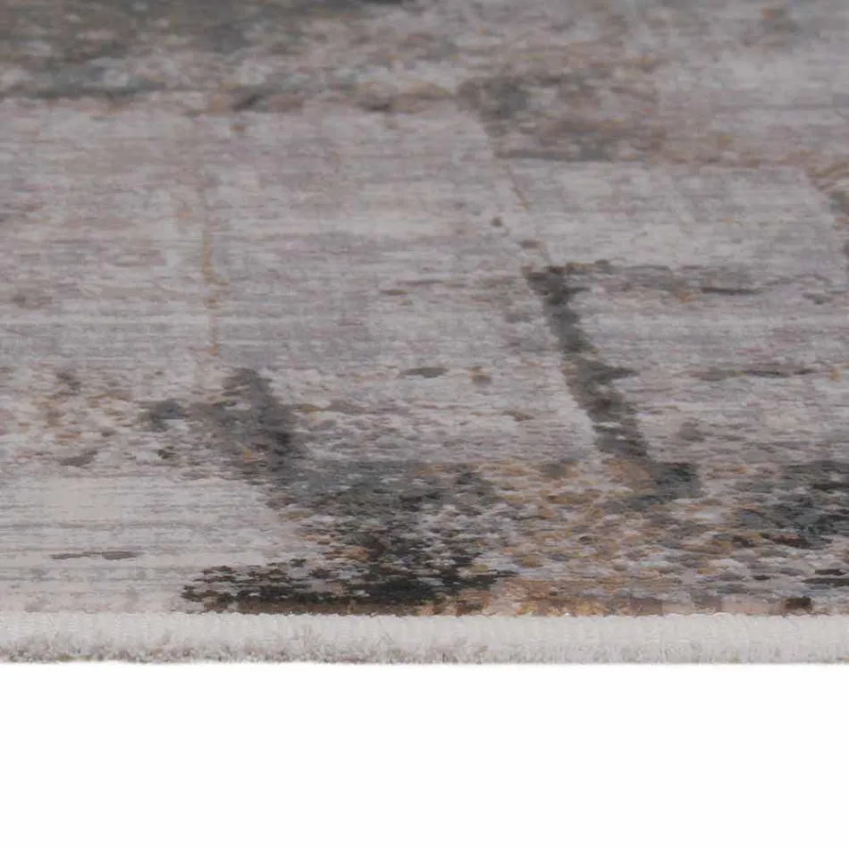 Grå beige antislip-tæppe i viskose og akryl med design - præsident Viadurini