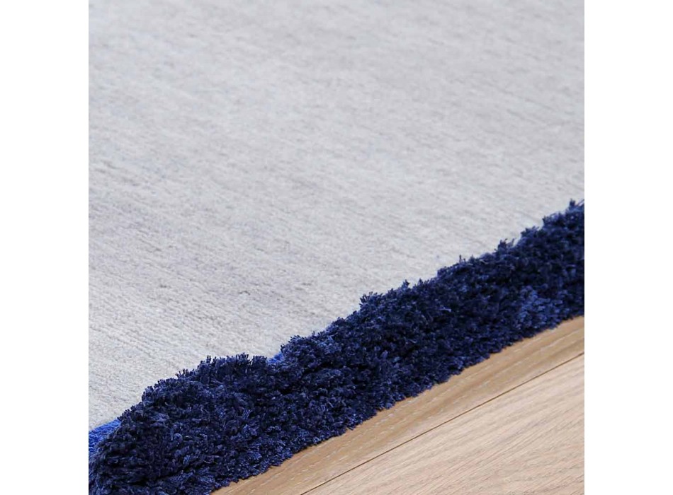 Viscose- og bomuldstæppe med farvede frynser i silke moderne design - Garbino Viadurini